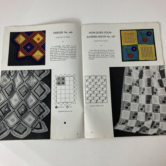 Vintage 1937 Crocheted Knitted Afghans Instruction Booklet Book 100 - Picture 5 of 7